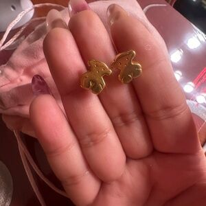 Gold Sweet Dolls Earrings Bear motif. Push back.